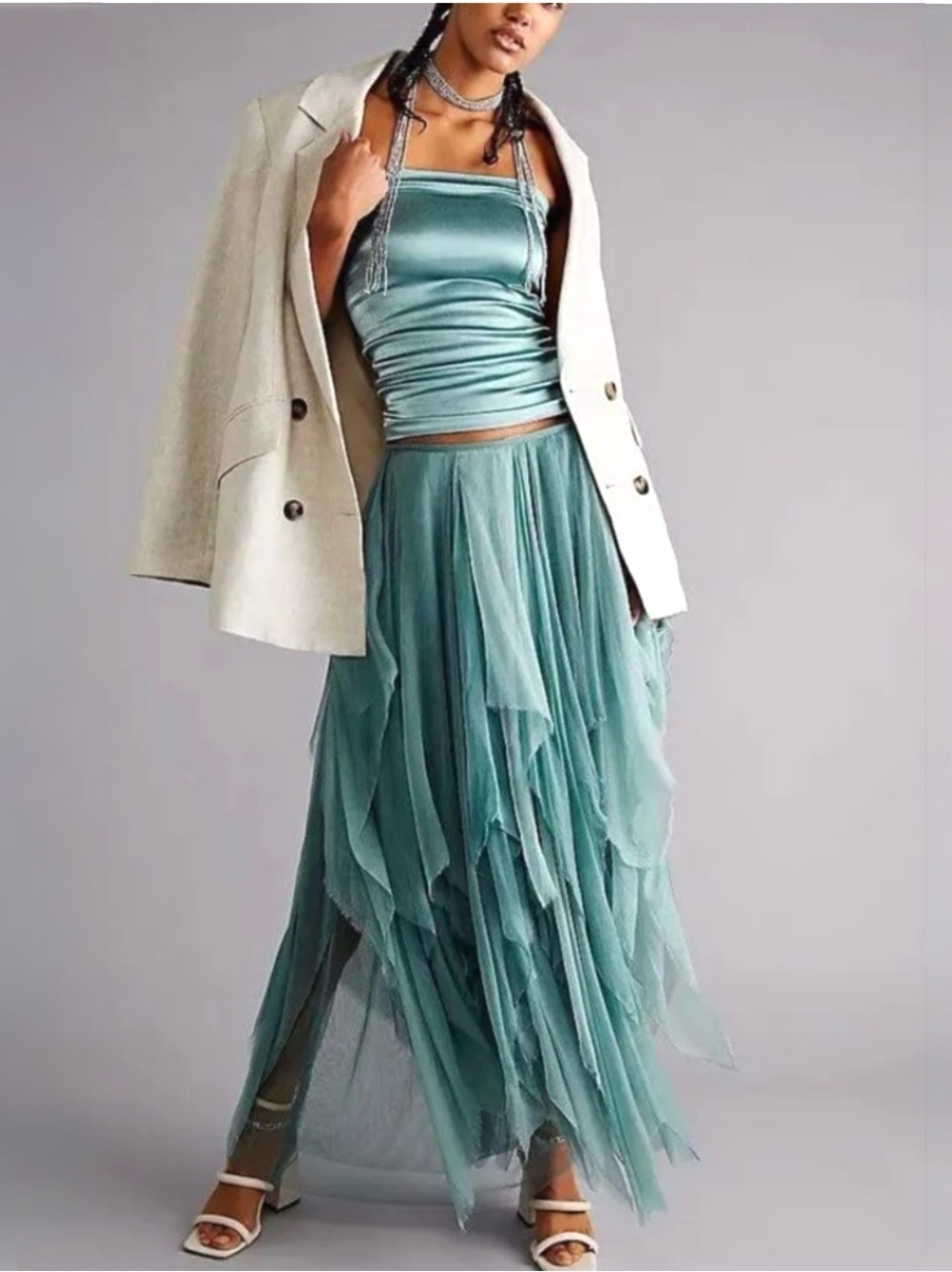 BRENDA KNIGHT x FREE PEOPLE Ballerina Skirt NEW Size XL Green Very Rare